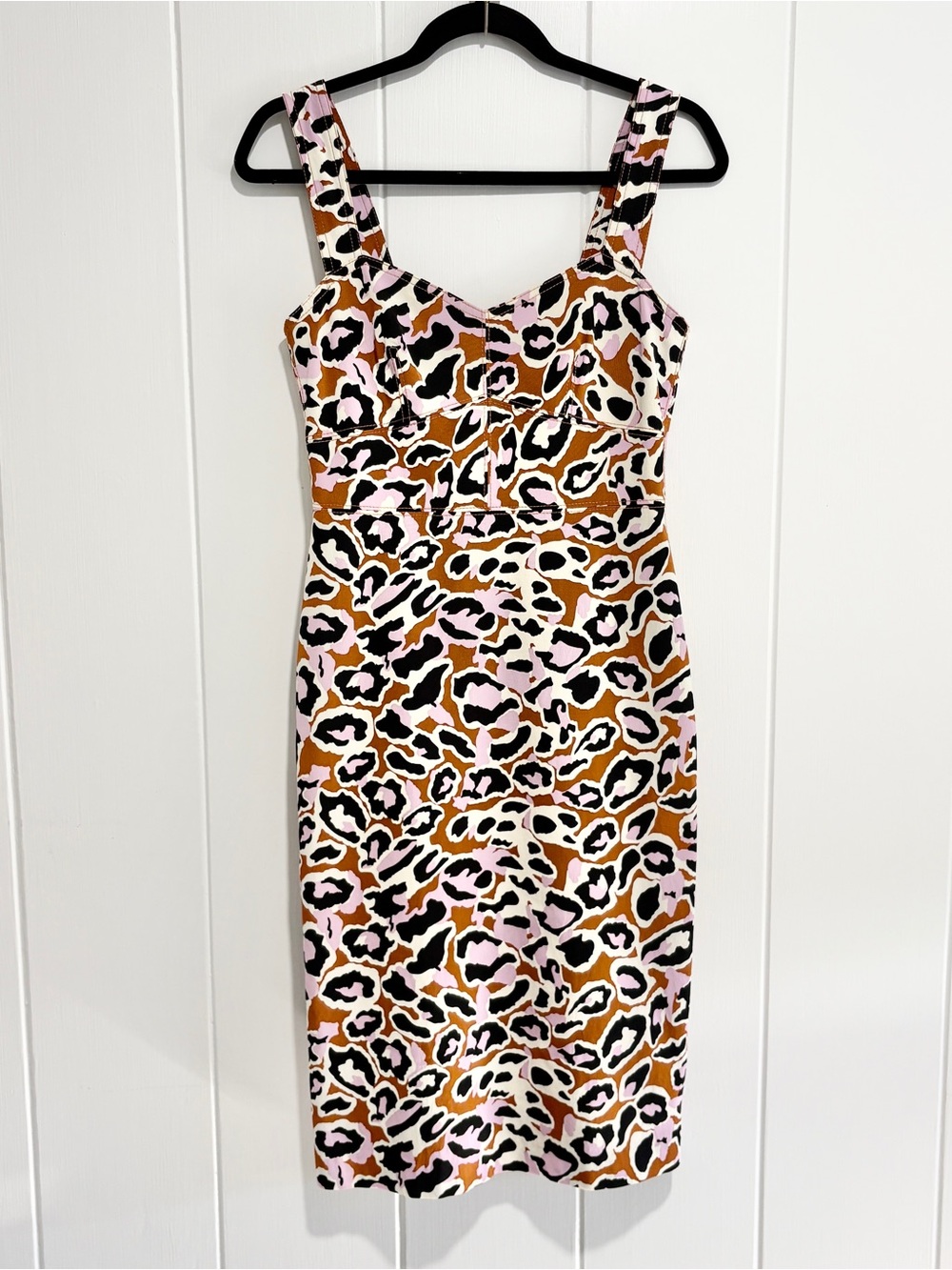 J. Crew Contrast Stitched Sheath Dress All-over Leopard Print Size 2